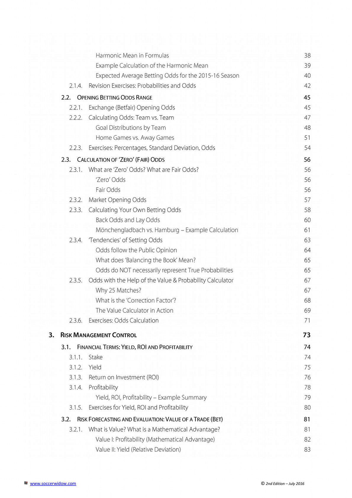 Betting Course Over Under - Table of Contents - page 2