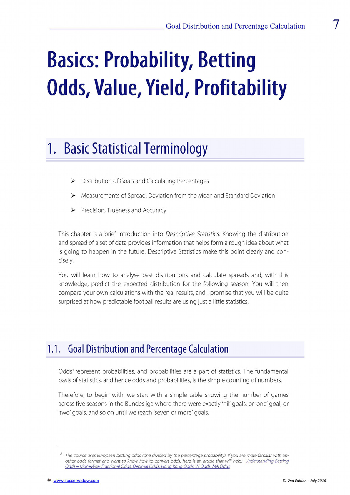 Betting Course Over Under - basic statistical terminology