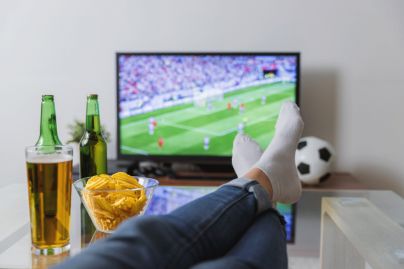 Feet Up, Watching Soccer on TV